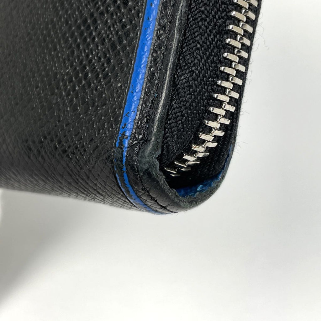 Louis Vuitton Zippy Wallet Vertical Zip Around Taiga Noir Black Blue — view 3