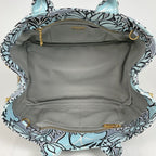 Prada Canapa Tote Floral Pattern Flower 2-Way Shoulder Bag Canvas Light Blue — view 7
