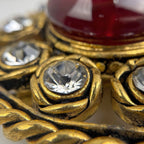Chanel Color Stone Round Brooch Gripoix Line Gold — view 3