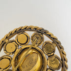 Chanel Color Stone Round Brooch Gripoix Line Gold — view 4
