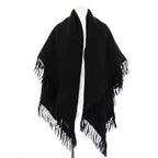 Hermes Shawl Scarf Fringe Wool Cashmere Blend Black YT — view 2