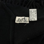 Hermes Shawl Scarf Fringe Wool Cashmere Blend Black YT — view 3