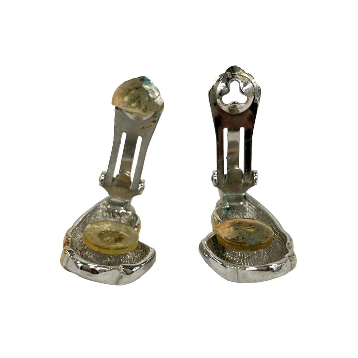 Dior Earrings Silver Gold Clear Rhinestone — view 4