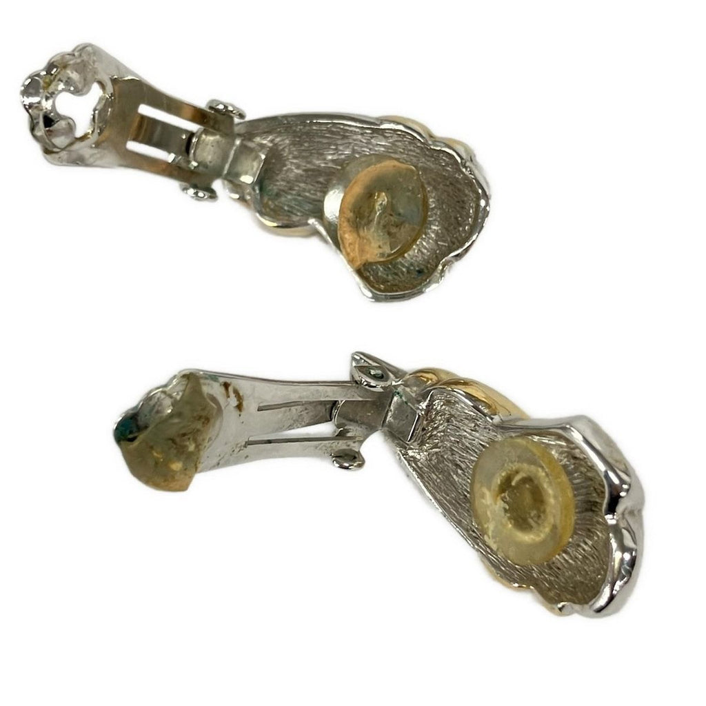 Dior Earrings Silver Gold Clear Rhinestone — view 5