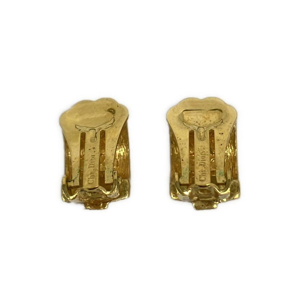 Dior Earrings Gold Clear Rhinestone — view 2