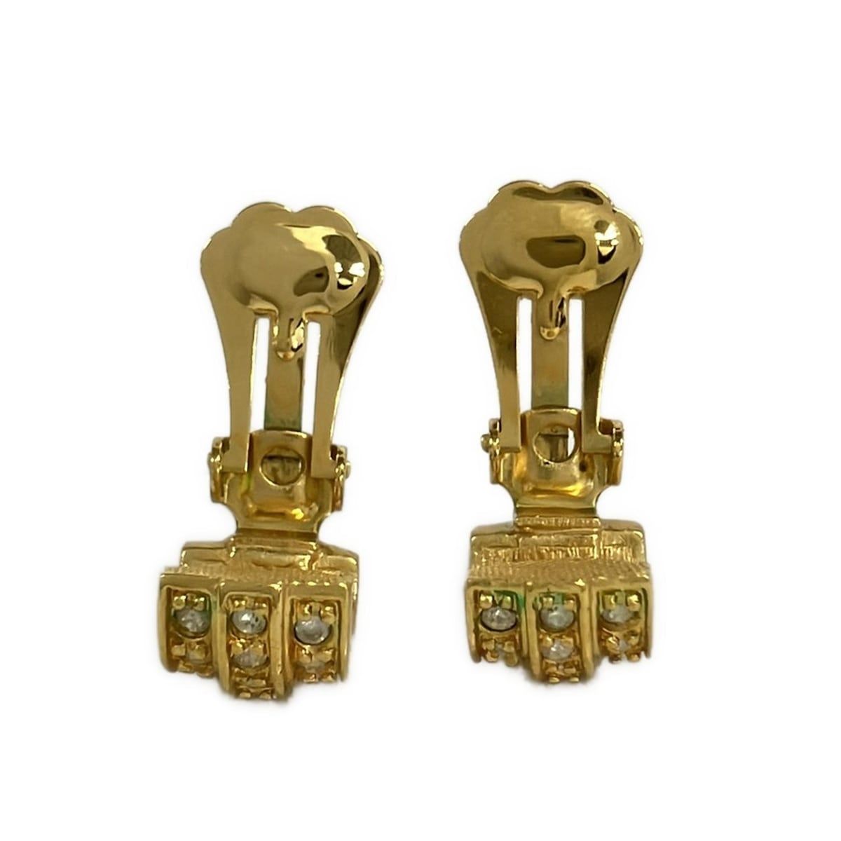Dior Earrings Gold Clear Rhinestone — view 5