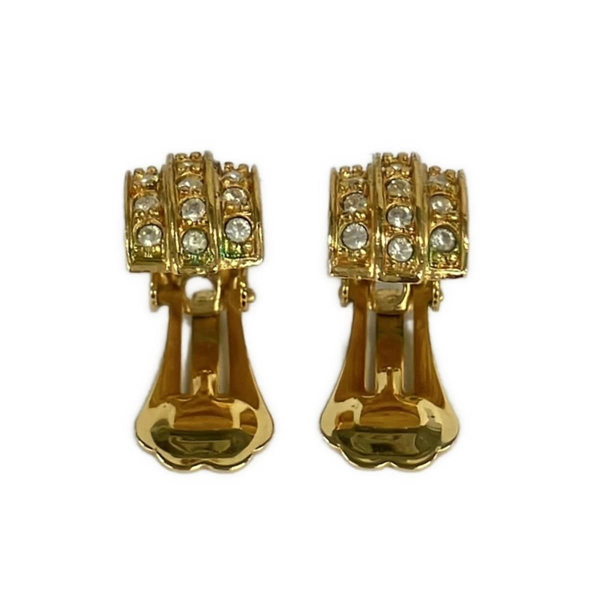 Dior Earrings Gold Clear Rhinestone — view 4