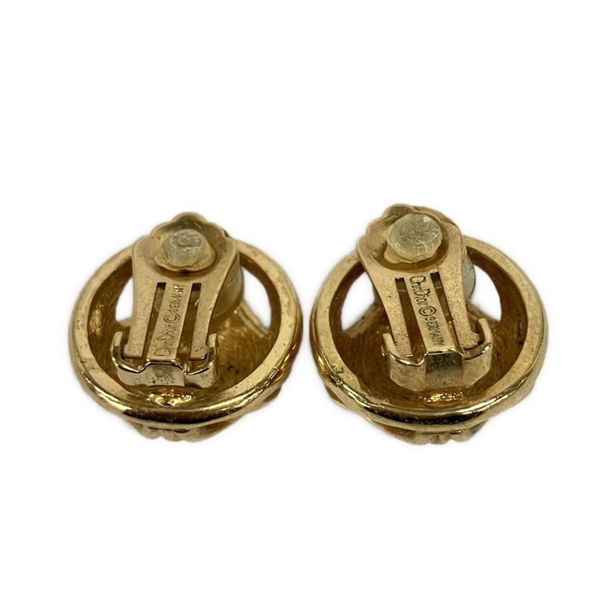 Dior Earrings Gold Rhinestone Clear — view 2