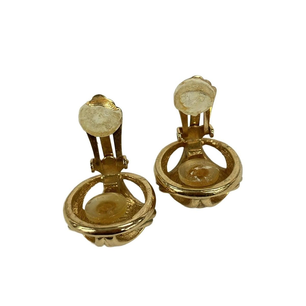Dior Earrings Gold Rhinestone Clear — view 5
