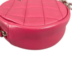 Chanel CC Logo Round Chain Quilted Mini Shoulder Bag Pink — view 7