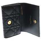 Dior Lady Cannage Card Case Business Holder Black Leather Gold — view 4