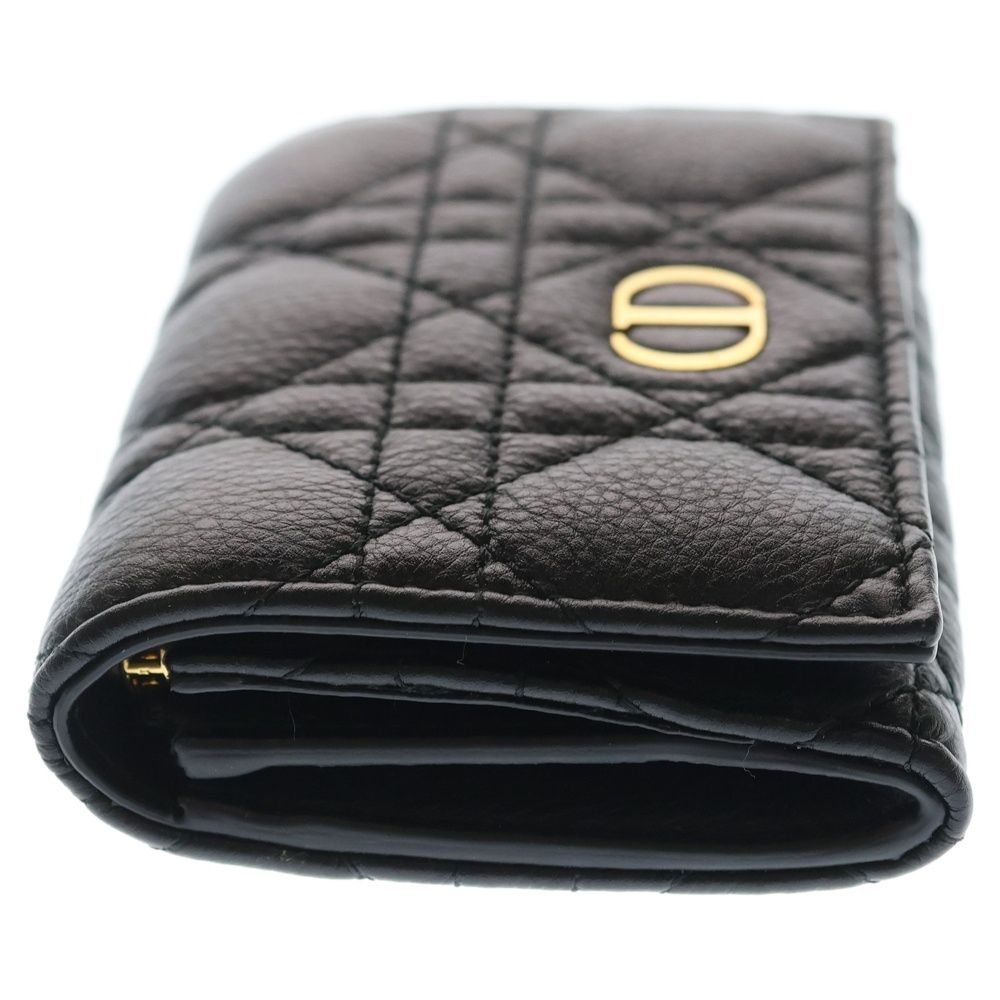 Dior Lady Cannage Card Case Business Holder Black Leather Gold — view 3
