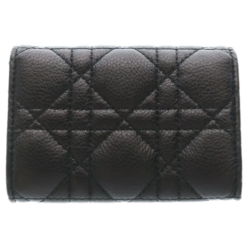 Dior Lady Cannage Card Case Business Holder Black Leather Gold — view 2