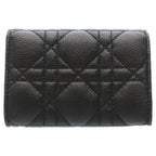 Dior Lady Cannage Card Case Business Holder Black Leather Gold — view 2