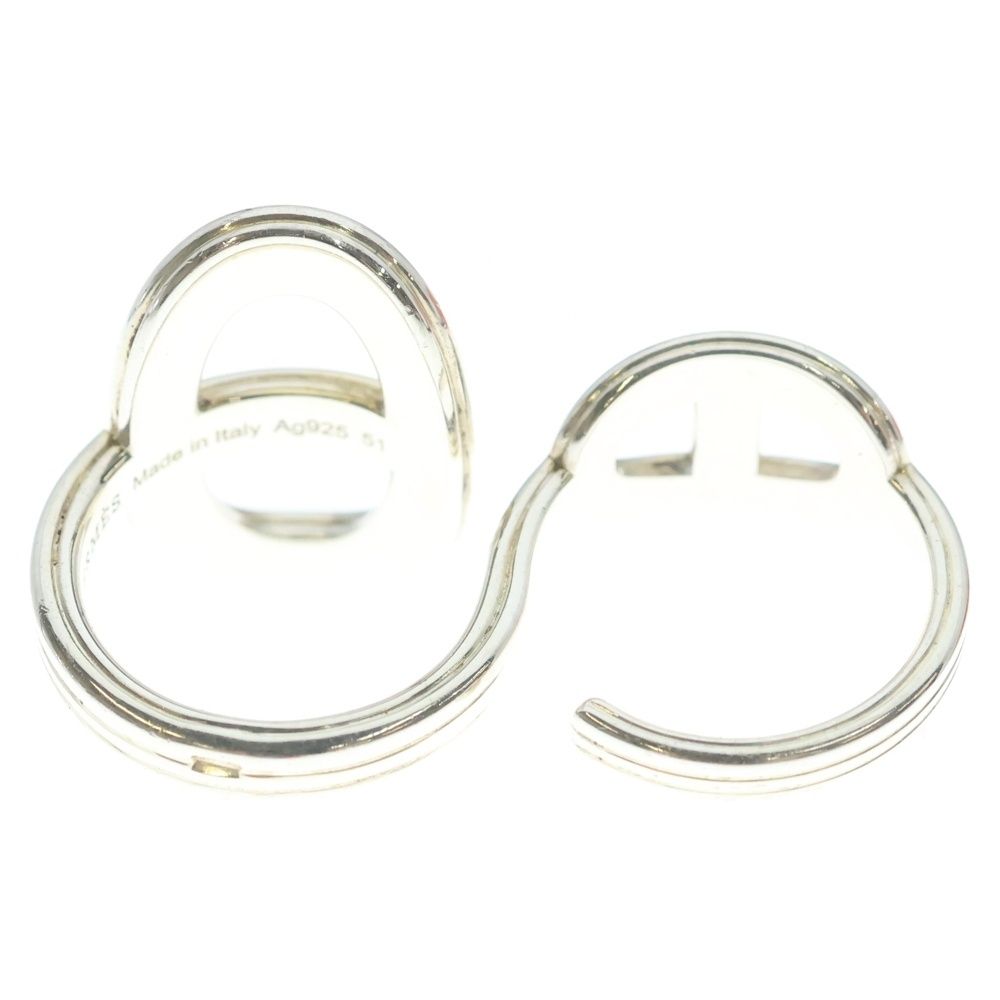 Hermes Chaine D'ancre Double Finger Ring Silver 51 — view 2