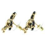 Chanel Ribbon Black Cles the CC Logo Earrings Gold — view 4