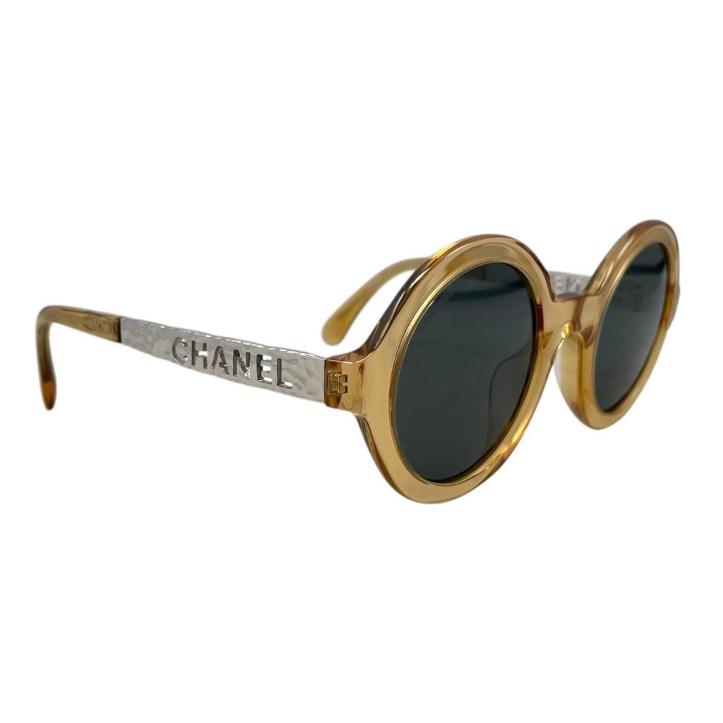 Chanel Sunglasses Clear Frame Logo Brown Silver Eyewear — view 2