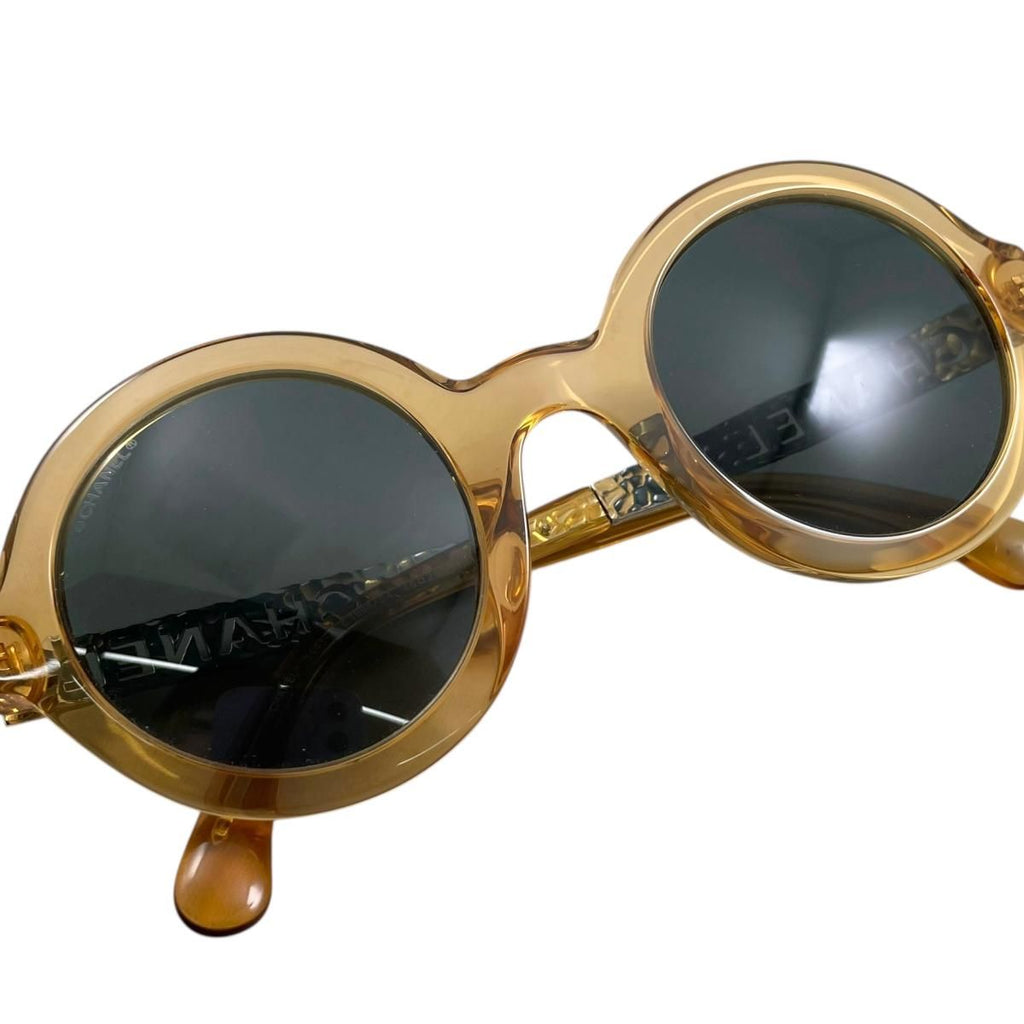 Chanel Sunglasses Clear Frame Logo Brown Silver Eyewear — view 5