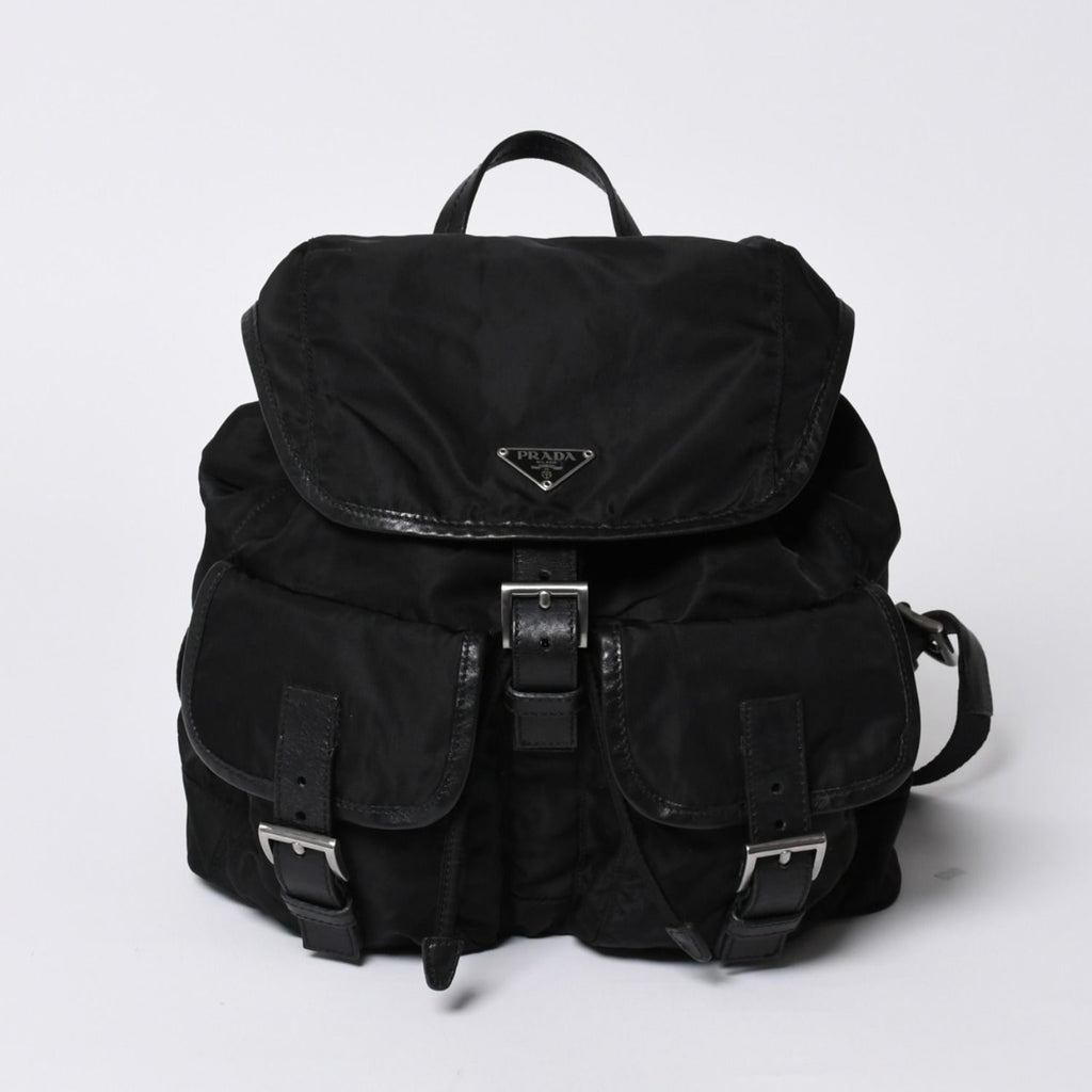Prada Backpack Re-Nylon Black Nylon Saffiano Leather