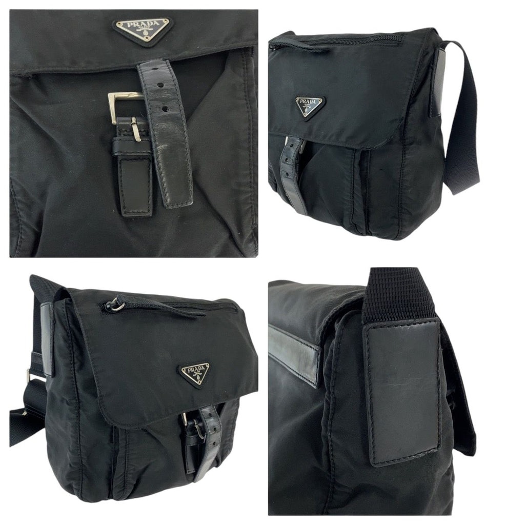 Prada Tessuto Black Silver Nylon Shoulder Bag Pochette — view 6