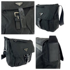 Prada Tessuto Black Silver Nylon Shoulder Bag Pochette — view 6