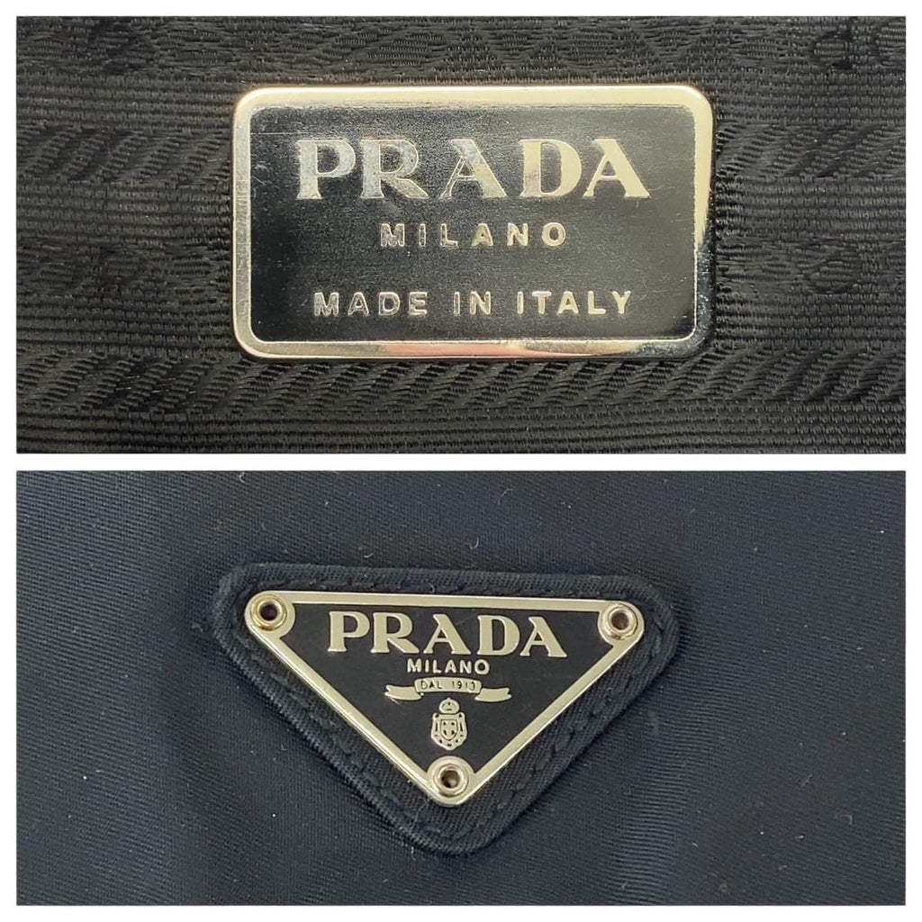 Prada Tessuto Black Silver Nylon Shoulder Bag Pochette — view 4