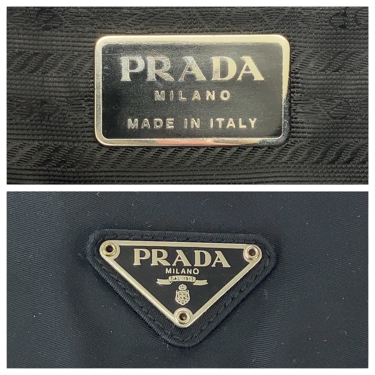 Prada Tessuto Black Silver Nylon Shoulder Bag Pochette — view 4