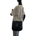 Prada Tessuto Black Silver Nylon Shoulder Bag Pochette — view 7