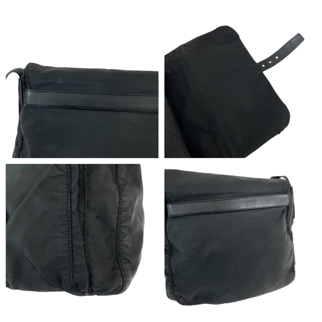 Prada Tessuto Black Silver Nylon Shoulder Bag Pochette — view 5