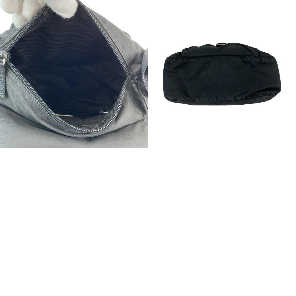 Prada Tessuto Black Silver Nylon Shoulder Bag Pochette — view 9