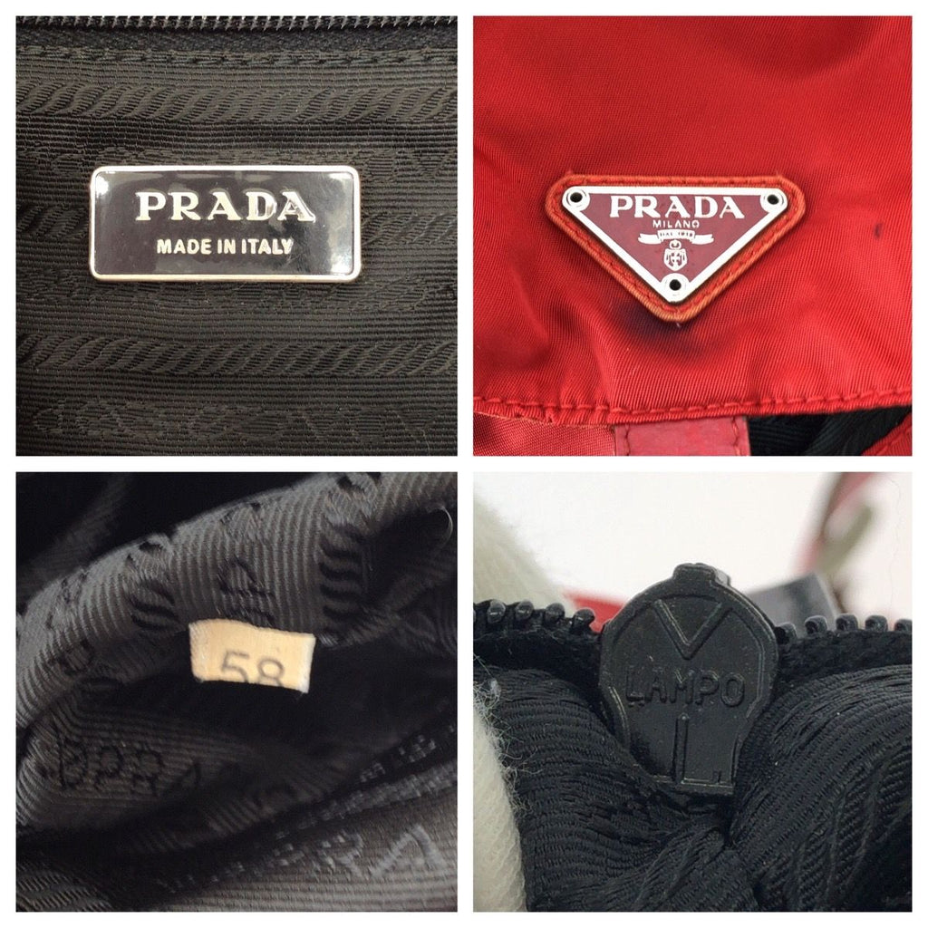 Prada Tessuto Red Silver Nylon Luc Backpack — view 4