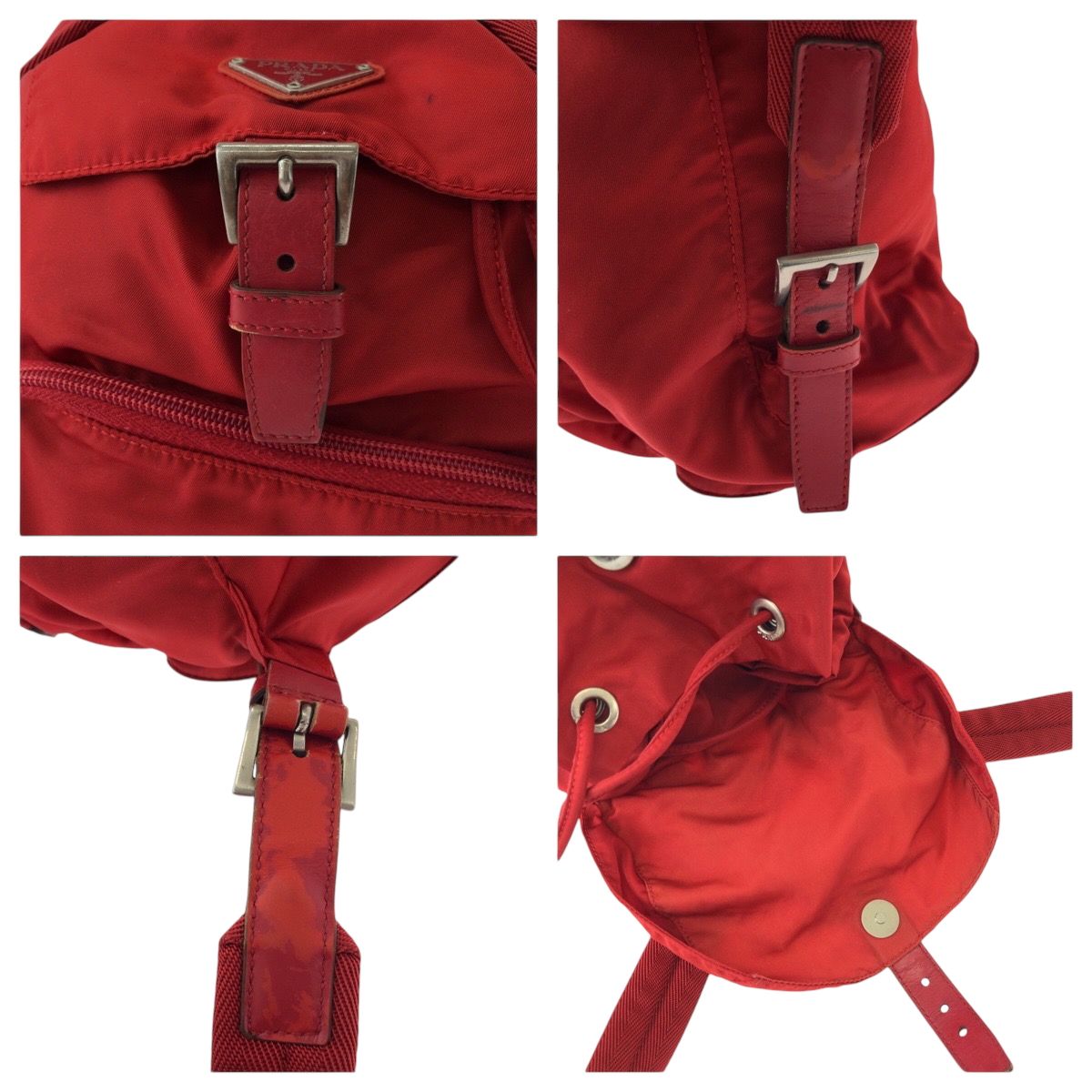 Prada Tessuto Red Silver Nylon Luc Backpack — view 6
