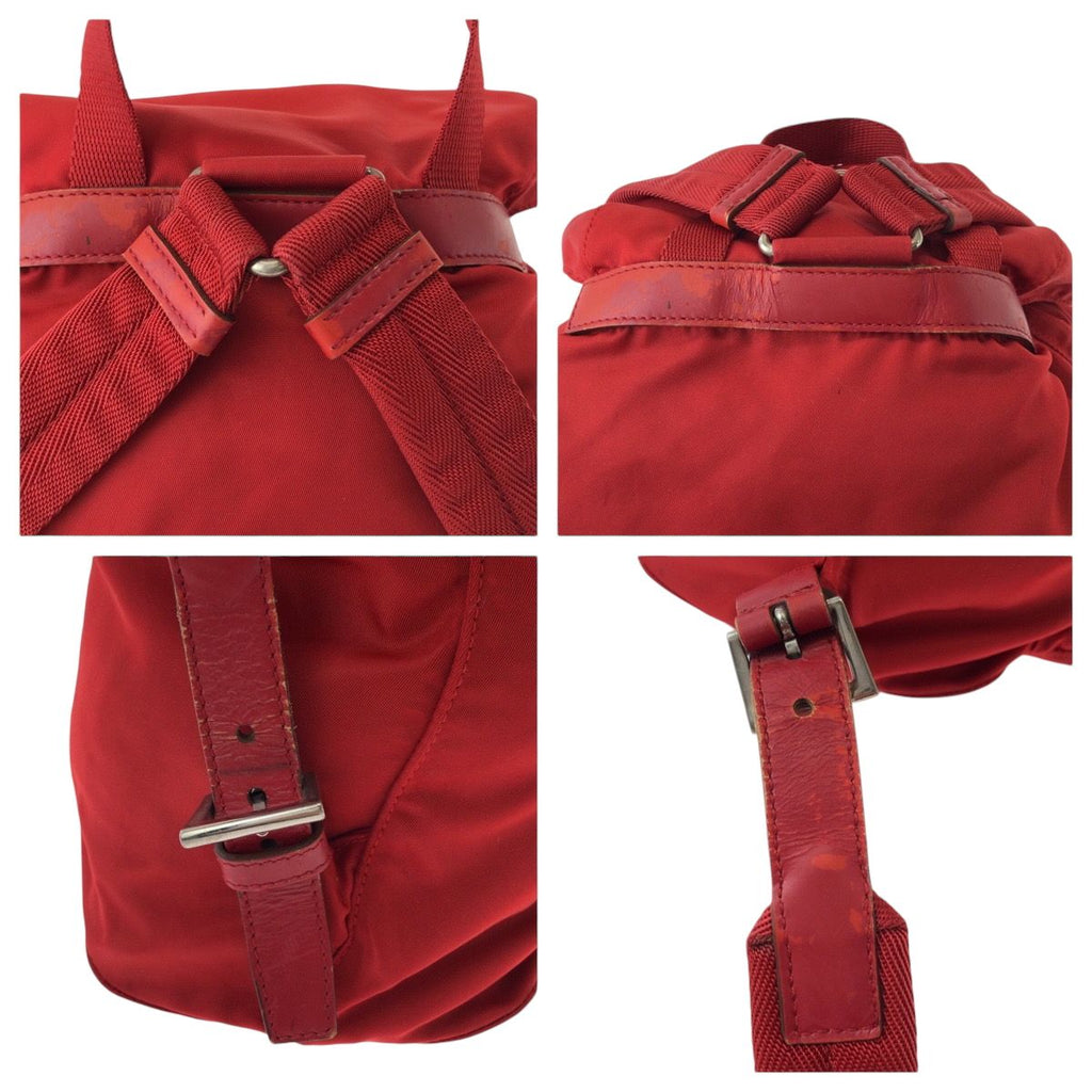 Prada Tessuto Red Silver Nylon Luc Backpack — view 5
