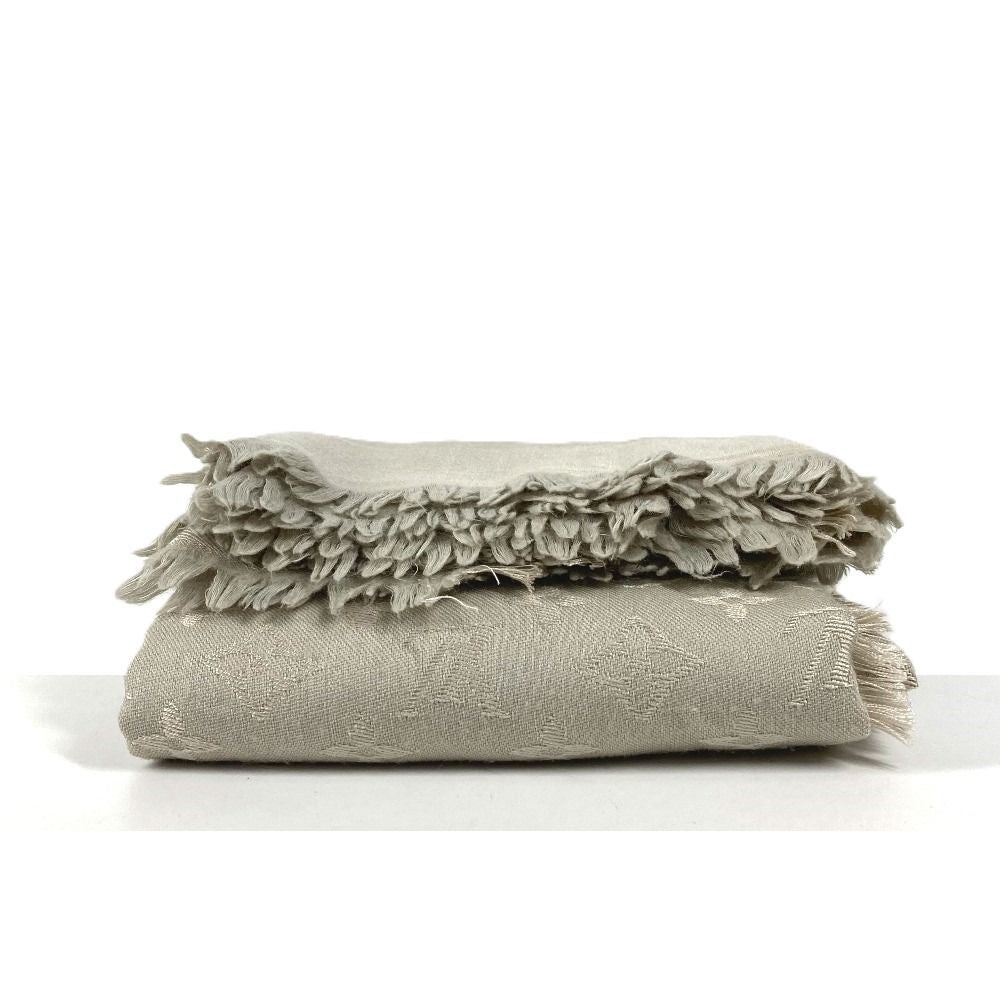 Louis Vuitton Shawl Monogram Silk Beige Scarf — view 7