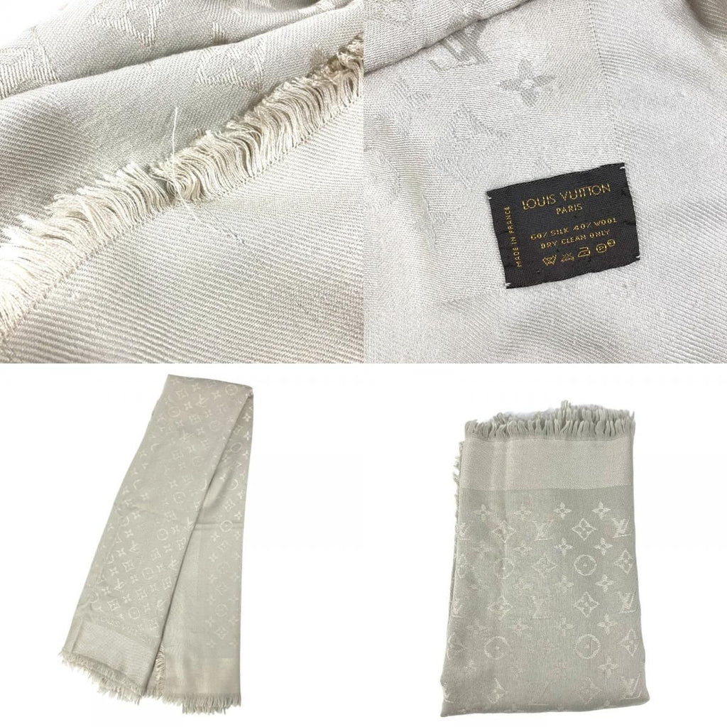 Louis Vuitton Shawl Monogram Silk Beige Scarf — view 8