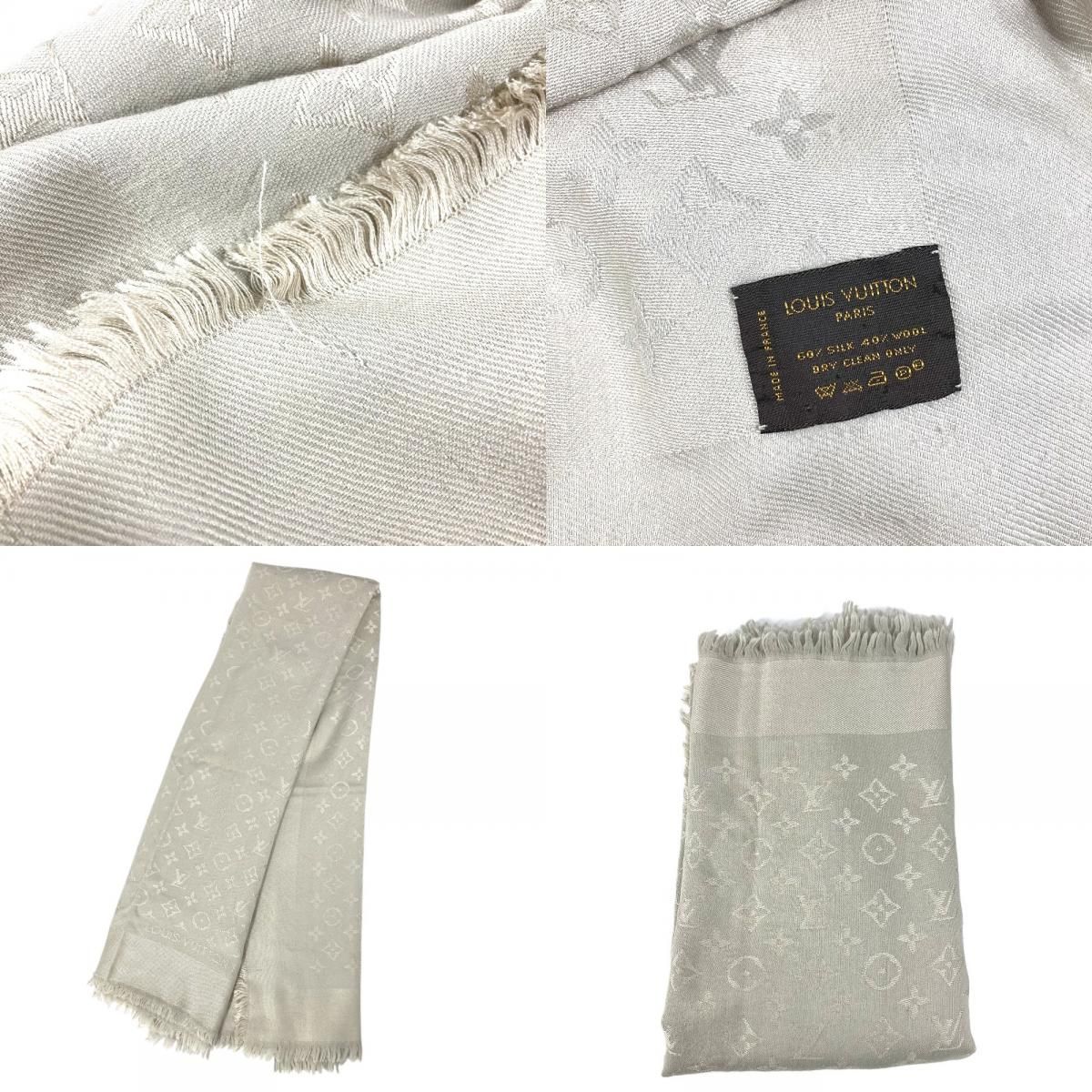 Louis Vuitton Shawl Monogram Silk Beige Scarf — view 8