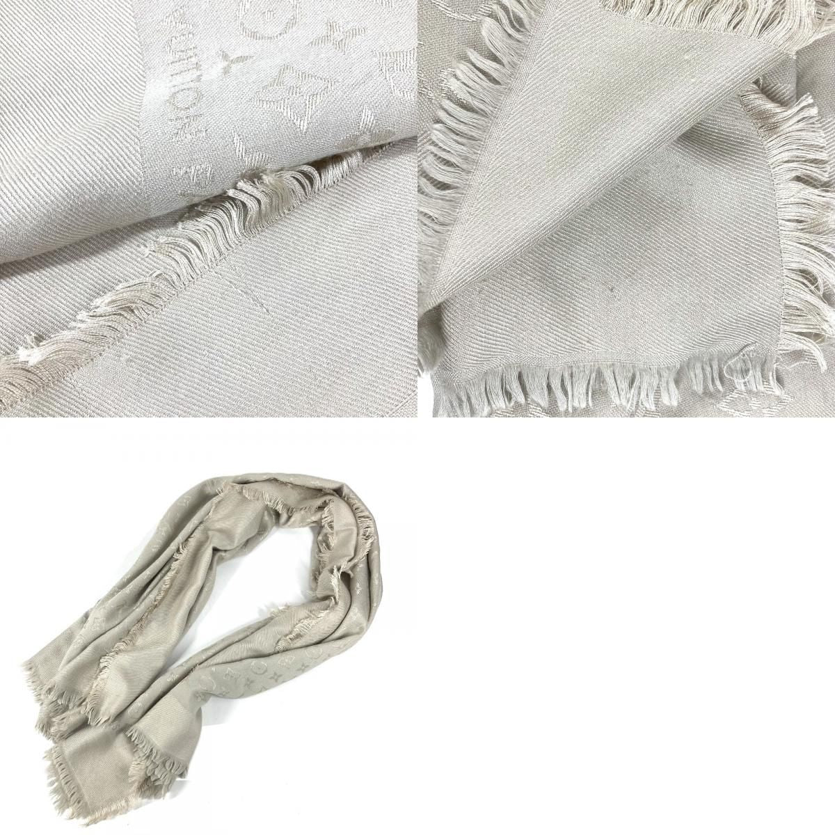 Louis Vuitton Shawl Monogram Silk Beige Scarf — view 9