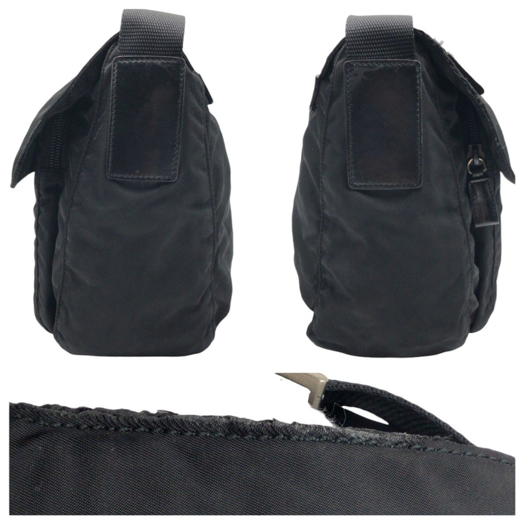 Prada Tessuto Triangle Logo Black Nylon Shoulder Bag Pochette — view 7
