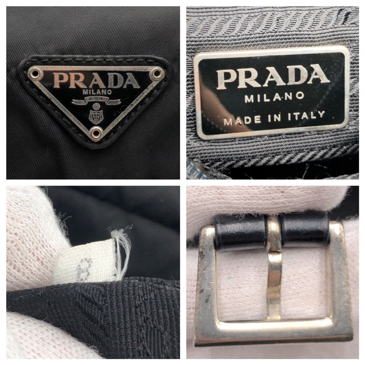 Prada Tessuto Triangle Logo Black Nylon Shoulder Bag Pochette — view 4