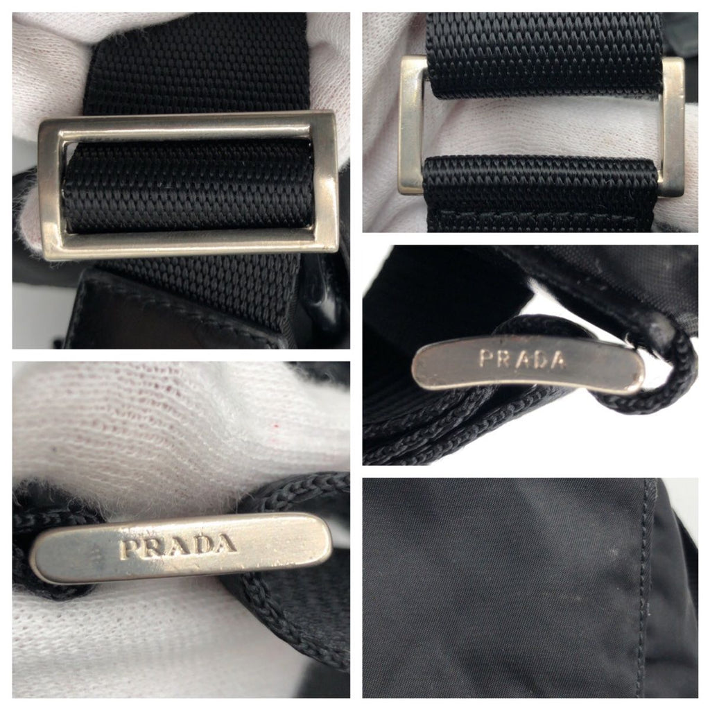 Prada Tessuto Triangle Logo Black Nylon Shoulder Bag Pochette — view 6