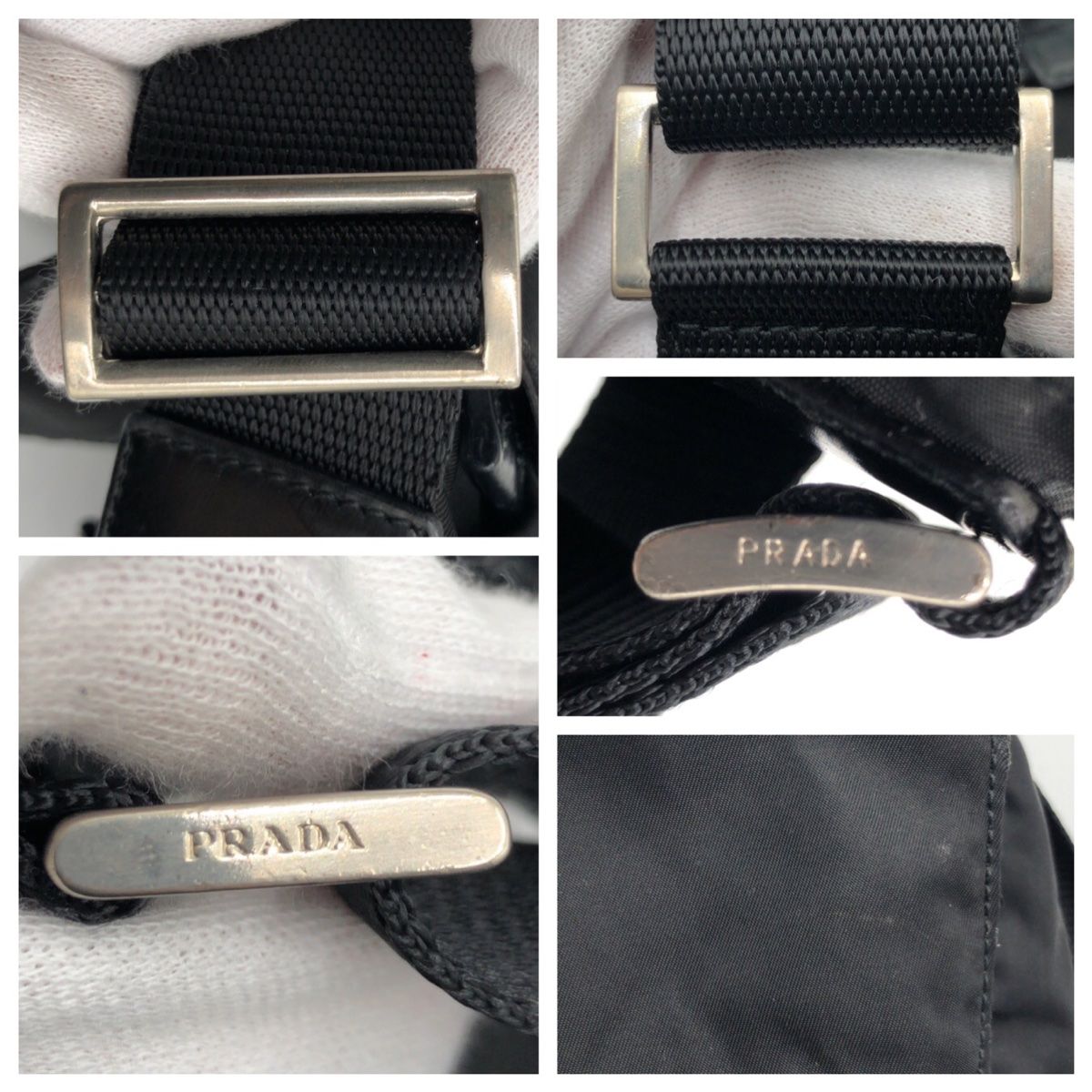 Prada Tessuto Triangle Logo Black Nylon Shoulder Bag Pochette — view 6