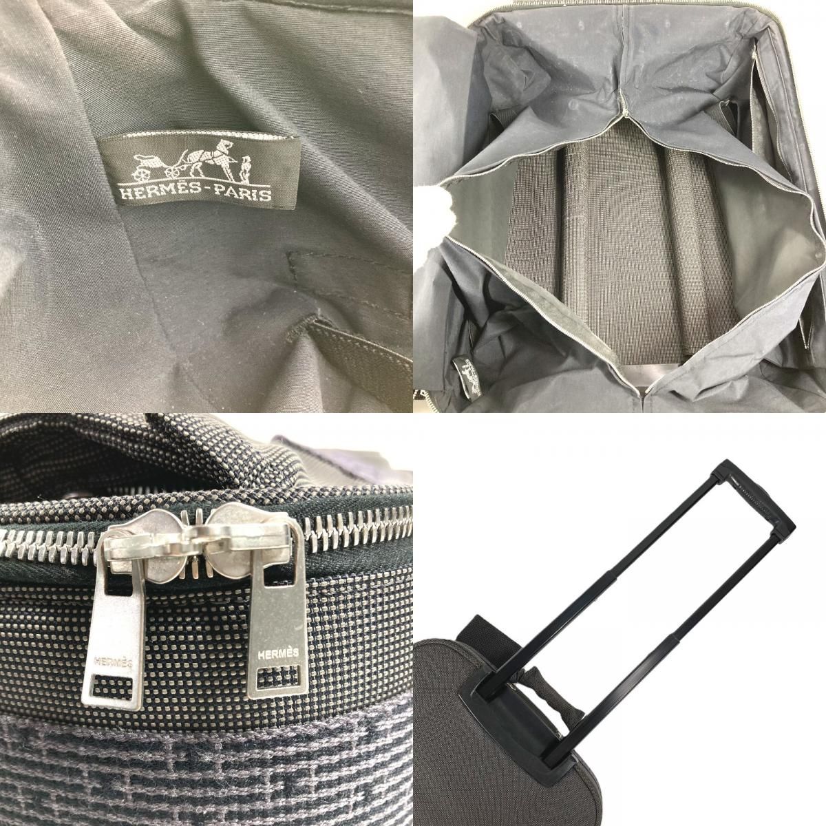 Hermes Travel Bag 2 Wheels Shoes Logo Canvas Gray — view 8