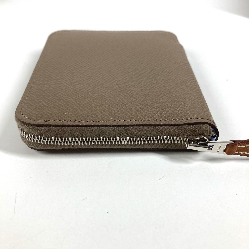 Hermes Coin Case Azap Compact Silk in Epsom Etoupe Gray — view 7