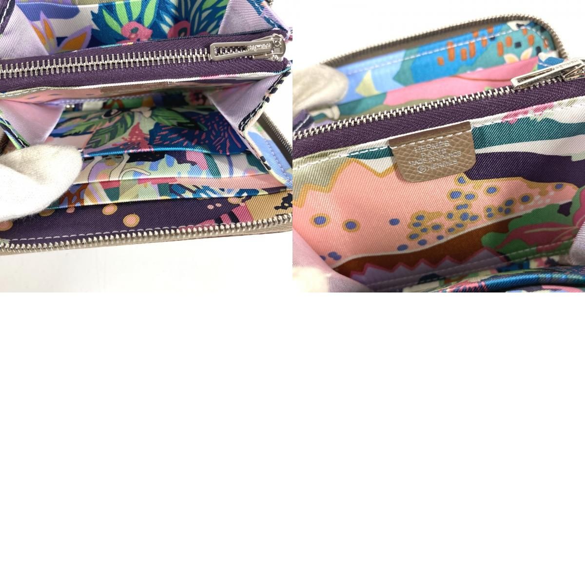 Hermes Coin Case Azap Compact Silk in Epsom Etoupe Gray — view 9