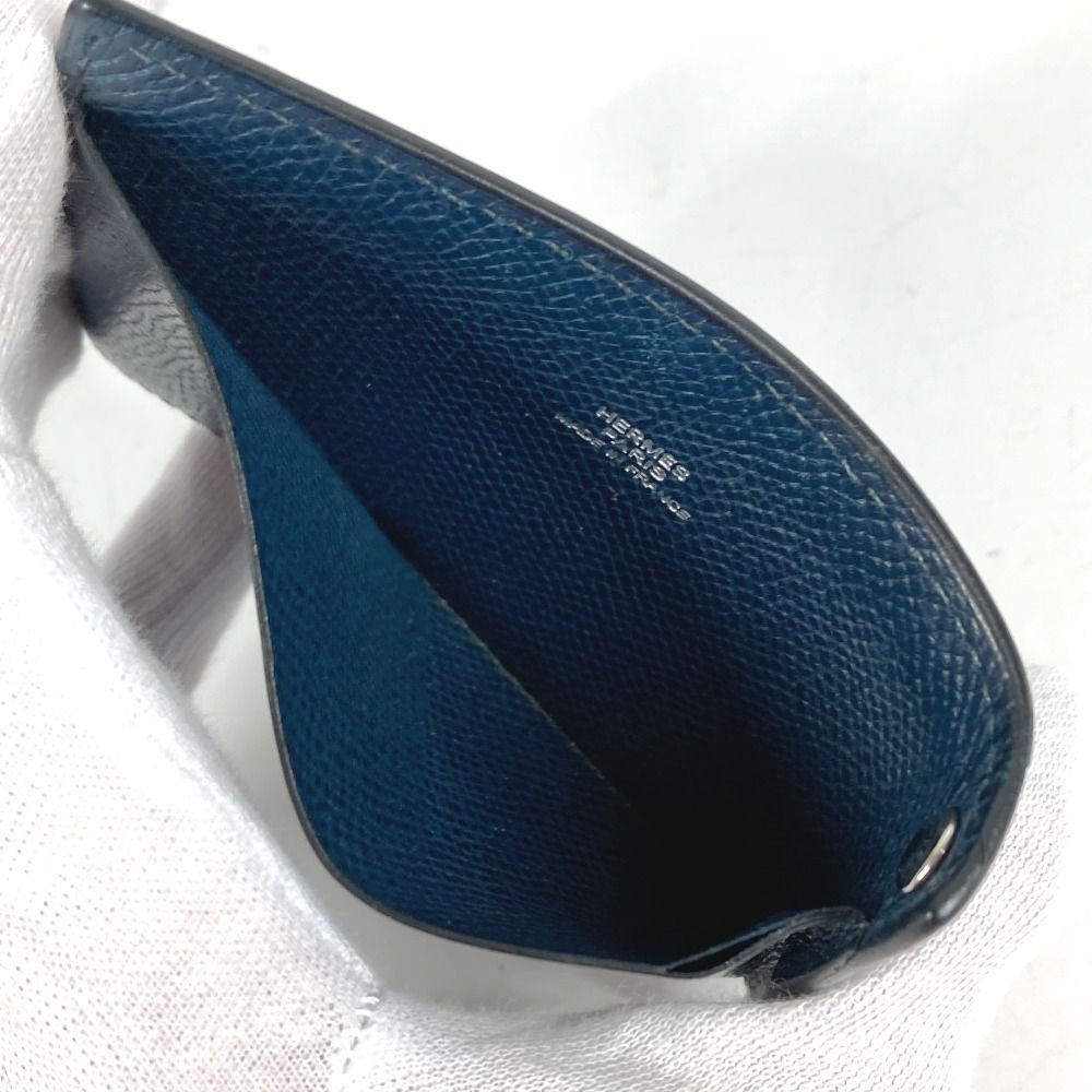 Hermes Card Case Chuchu Logo Series Leather Navy — view 7