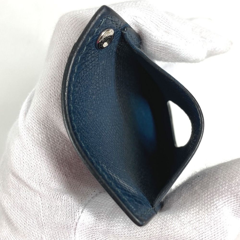 Hermes Card Case Chuchu Logo Series Leather Navy — view 8