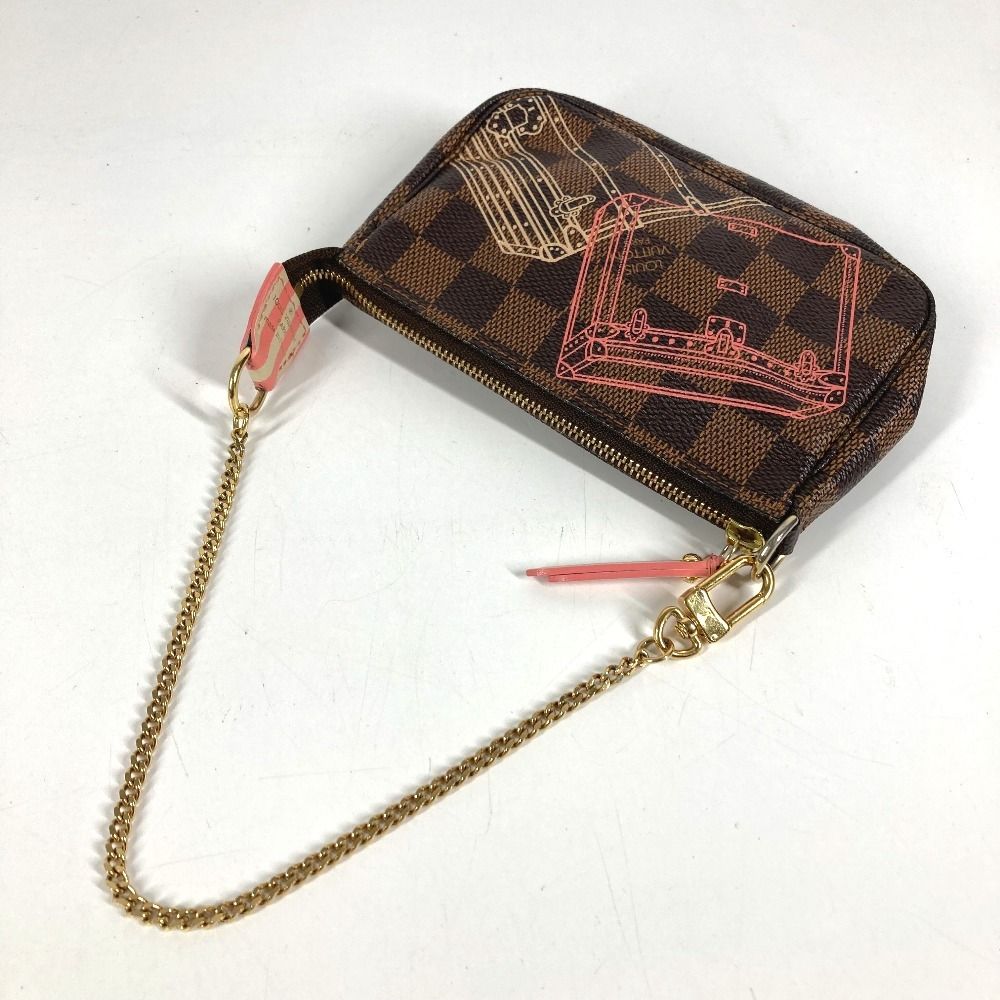 Louis Vuitton Handbag Mini Pochette Accessoire Damier Canvas Ebene Brown — view 6