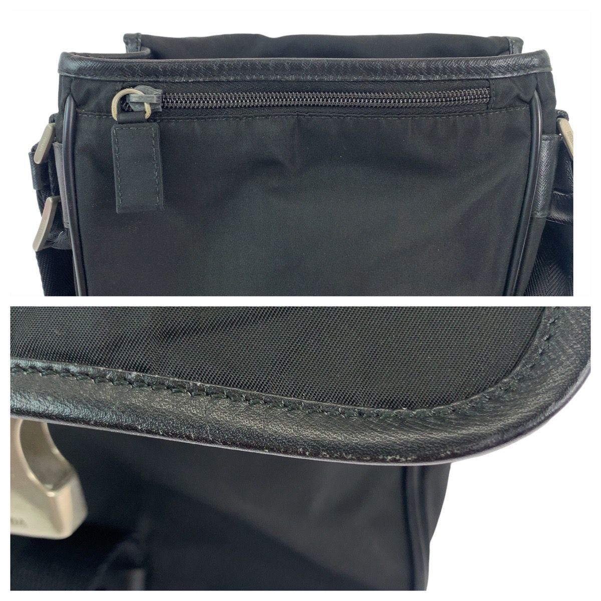 Prada Tessuto Black Silver Nylon Shoulder Bag Pochette — view 5