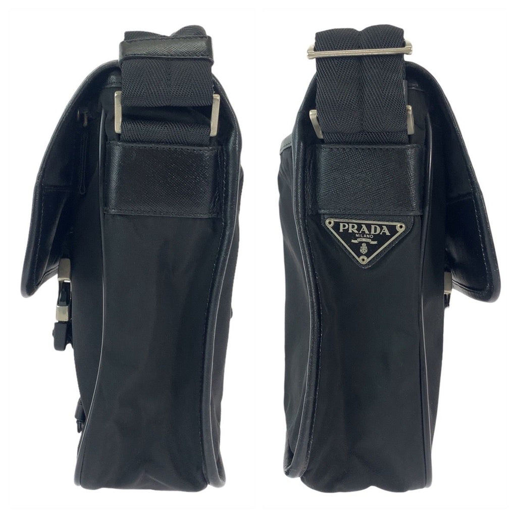 Prada Tessuto Black Silver Nylon Shoulder Bag Pochette — view 8