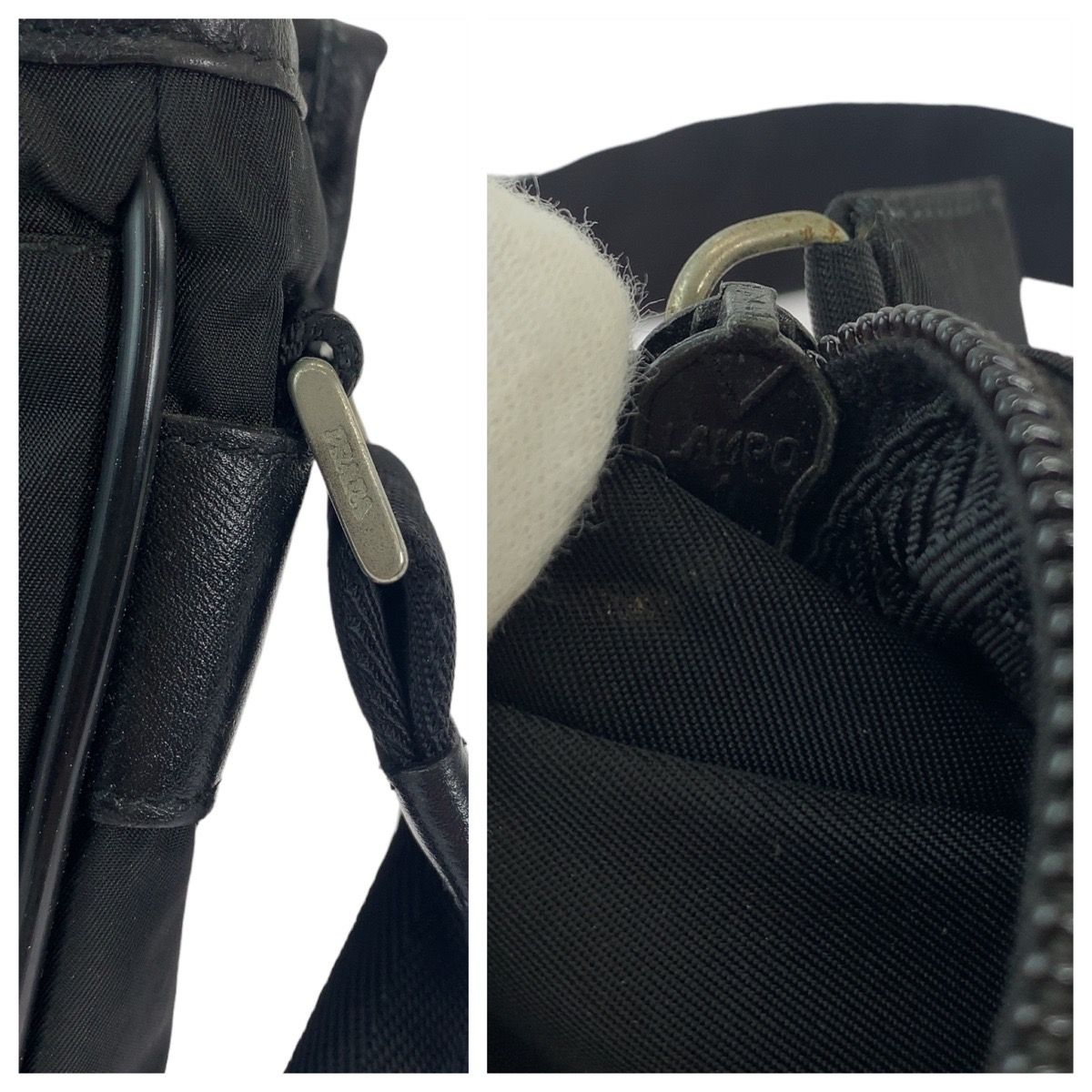 Prada Tessuto Black Silver Nylon Shoulder Bag Pochette — view 6
